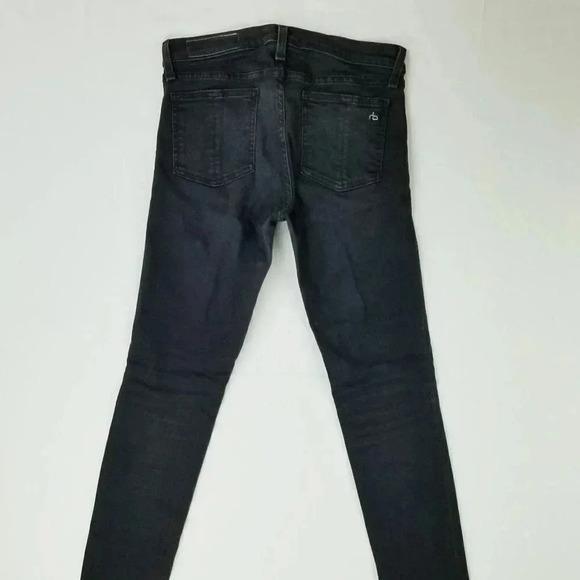 Rag & Bone 29X28 Women's Legging Black Denim Embroidered Logo Jeans USA Made - Picture 1 of 12